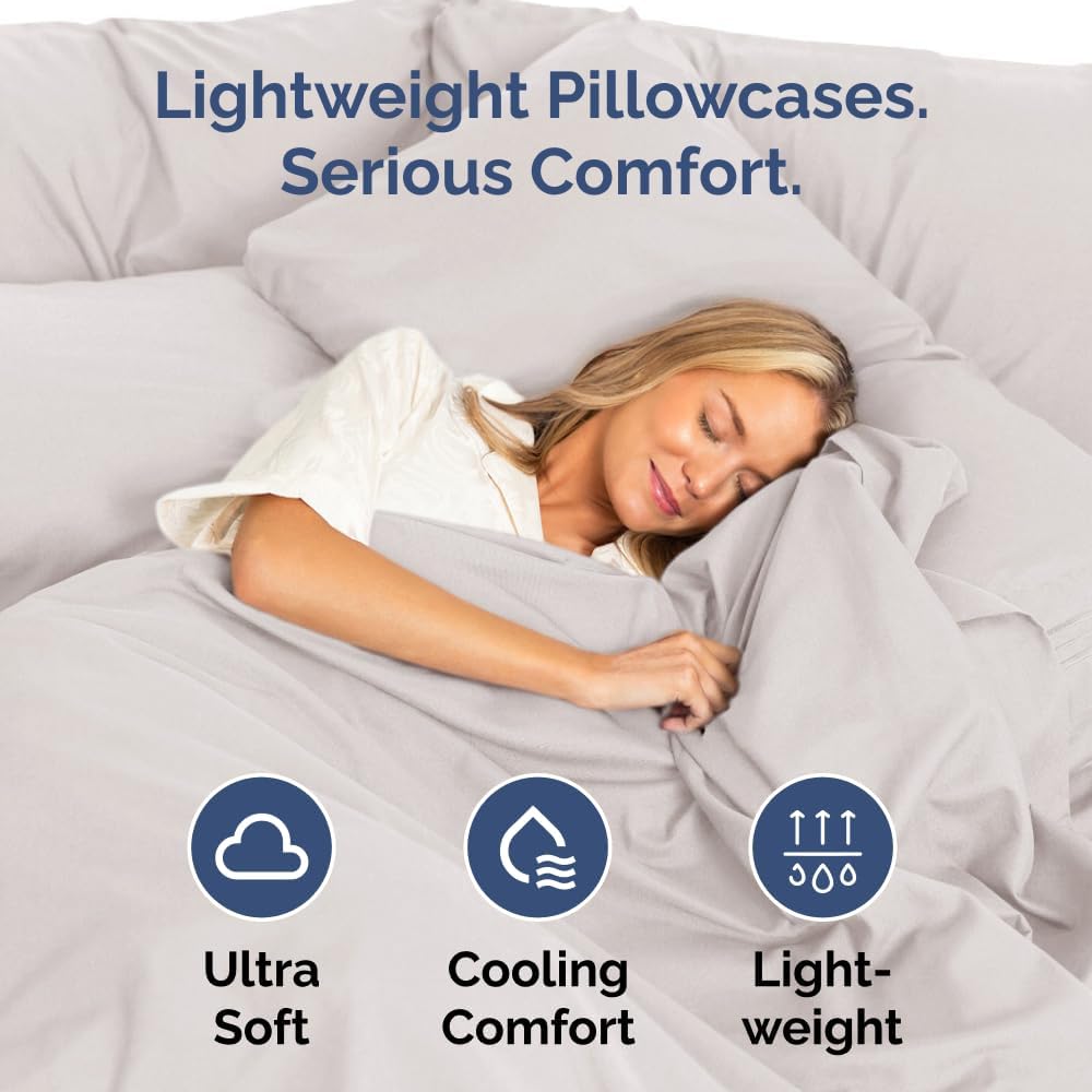 King Pillow Cases Set of 10 - Ultra Soft Hotel Quality Pillowcase Covers - Comfy. Cozy & Wrinkle Free - Shrink, Stain and Fade Resistant - Machine Washable Pillow Protectors - 10 Pcs Set - Light Grey