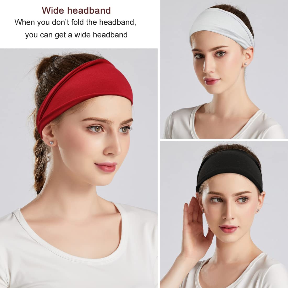 Fashion Headbands For Women Wide Headband Yoga Workout Head Bands Hair Accessories Band 6 Pack