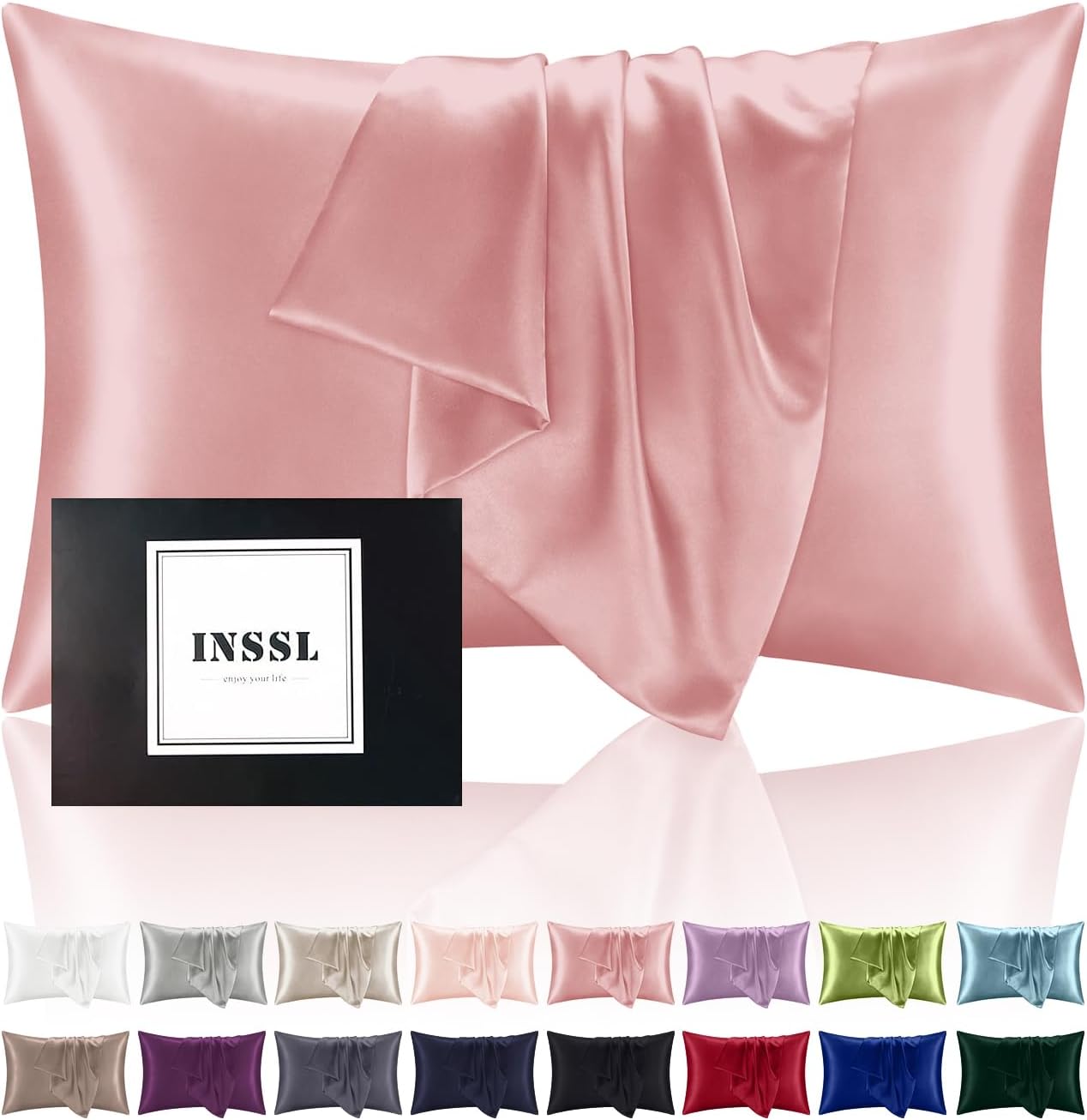 INSSL Silk Pillowcase for Women, Mulberry Silk Pillowcase for Hair and Skin and Stay Comfortable and Breathable During Sleep (King, Coral)