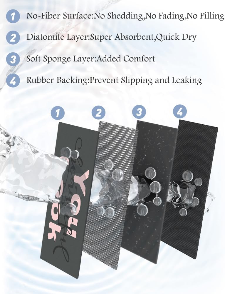 MontVoo-Bath Mat Rug Long Non Slip Super Absorbent Bathroom Runner Stain Resistant Quick Dry Thin Bathroom Mat Fit Under Door-24"x70",Pink