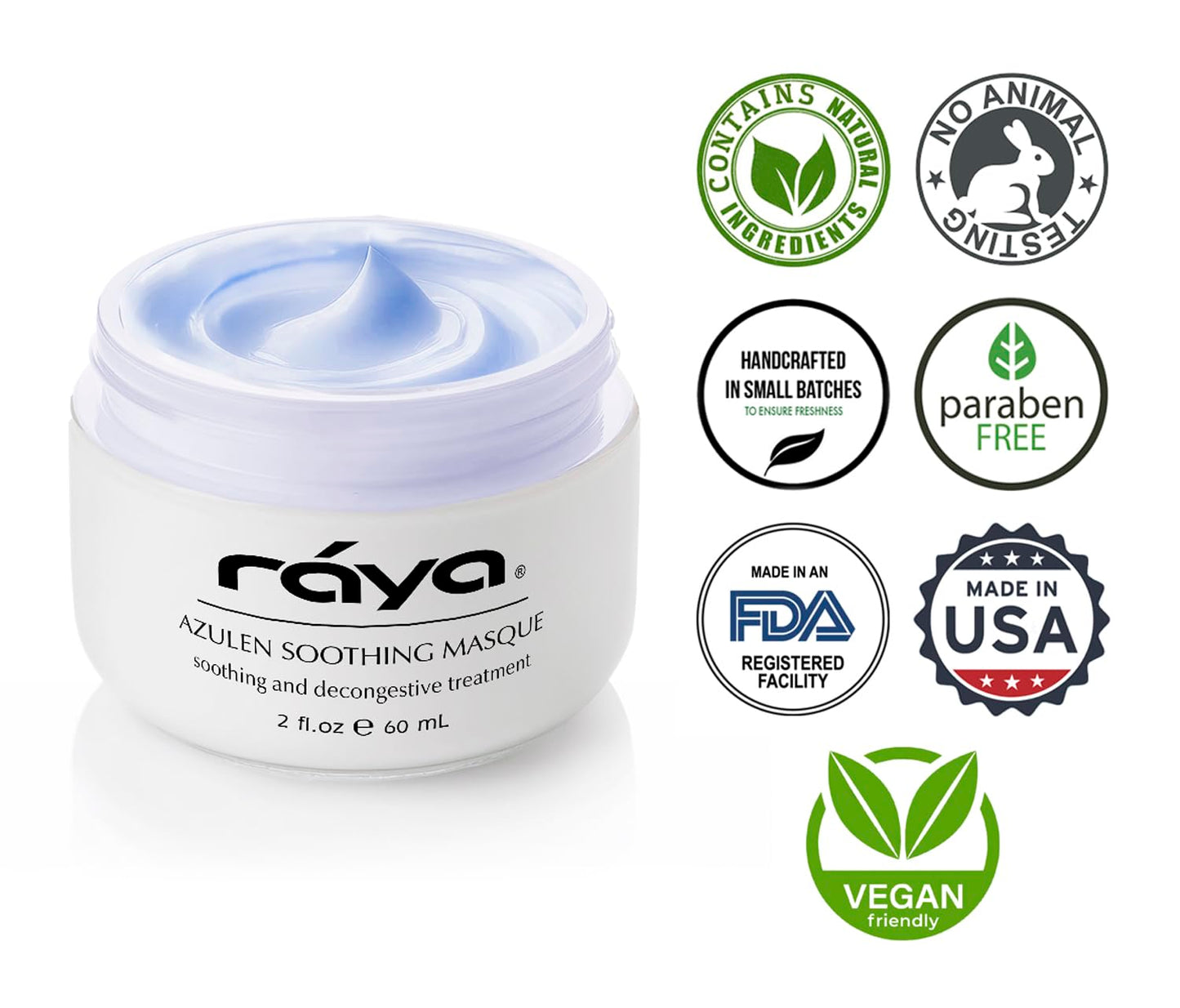 Raya Azulen Soothing Masque (602) | Calming Facial Treatment Mask for Sensitive Skin | Tones and Refines Complexion | Made with Azulene and Aloe Vera