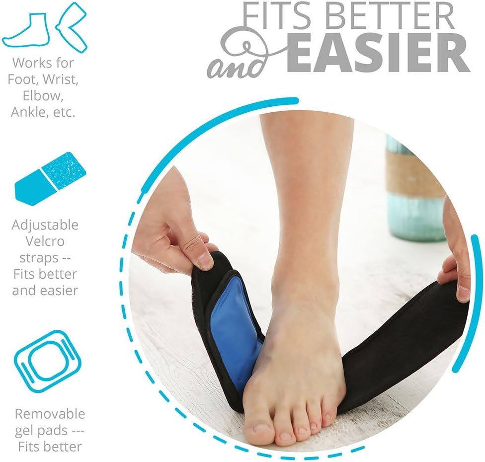 Cold & Hot Therapy Wrap, Reusable Gel Pack for Pain Relief. Great for Sprains, Muscle Pain, Bruises, Injuries, Etc. (Foot, Arm, Elbow, Ankle).