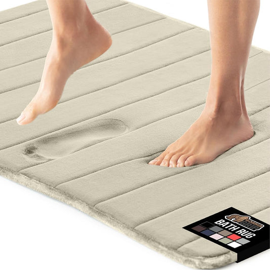 GORILLA GRIP Memory Foam Bath Mat, Soft Absorbent US Designed Bathroom Rug, Gripping Dots Machine Washable Bathmat, Cushioned Floor Mats, Shower Sink Rugs Room Décor Accessories, 60x24 Champagne