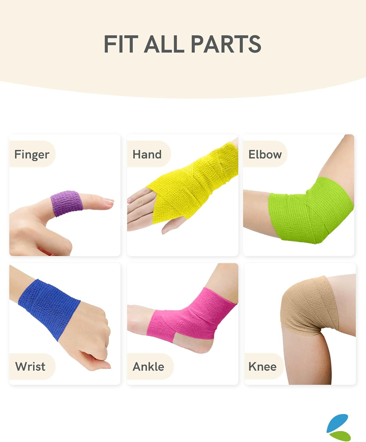 FriCARE Self Adhesive Bandage Wrap, Medical Tape in First Aid Kit, Cohesive Bandages for Wounds Sport Vet, 2 Inches X 5 Yards 12 Rolls, Brilliant