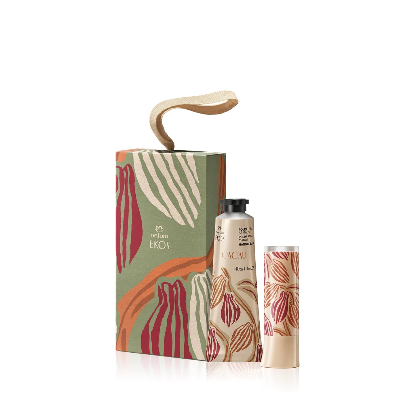 natura Ekos Cacau Hand Cream and Lip Balm Kit - Collagen Boosting Hand Cream & Moisturizing Lip Balm - Vegan - Brazilian Beauty Secrets - Self Care