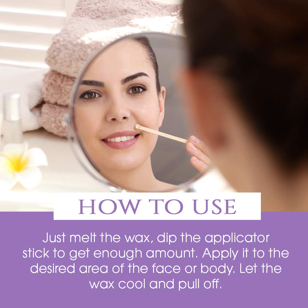 Satin Smooth Waxing Sticks – Small Wax Applicator Sticks, Wax Stick for Hair Removal, Wooden Popsicle Stick for Face & Eyebrow, 100 ct, 2 Pack