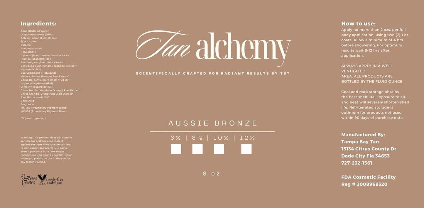 Tan Alchemy, Aussie Bronze 8 oz of 12% Dark DHA Sunless Airbrush Spray Tanning Solution
