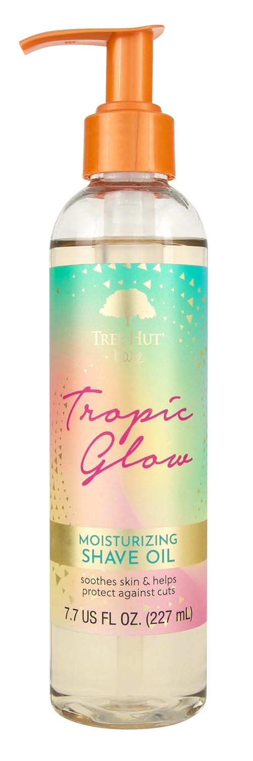 Tree Hut Tropic Glow Moisturizing Shave Oil, Warm Scent with Almond, Golden Amber, and Sandalwood, Smooth Glide for Close Shave and Soft Skin, 7.7 fl oz