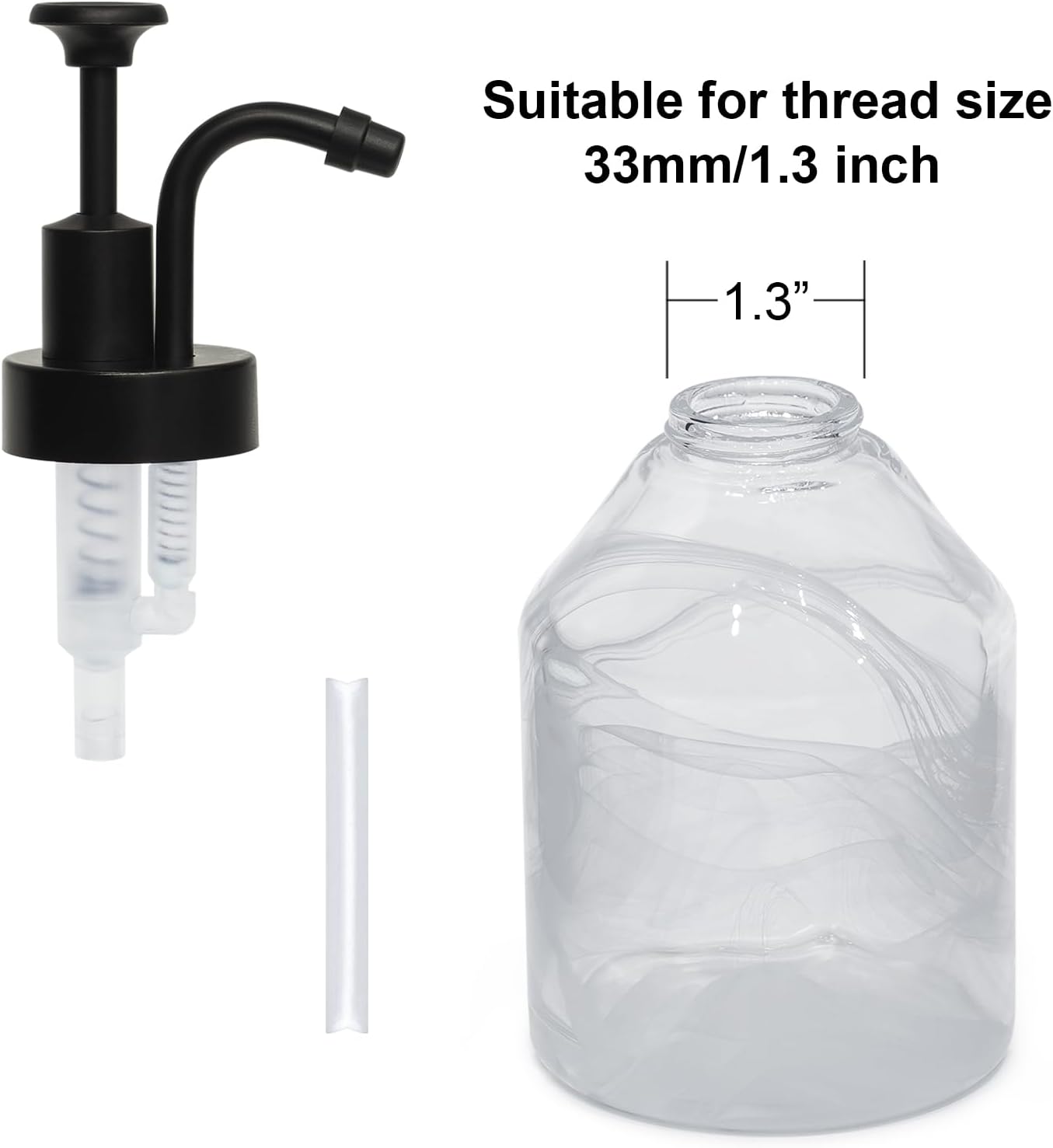 Soap and Lotion Dispensers Pump Replacement,Smooth Action,Fits Wider Opening Bottles with 1.3 in (33 mm) Thread,Rust&Leak Proof Stylish Pump for Liquid Soap Lotion Bottle DIY or Upcycling-Matte Black