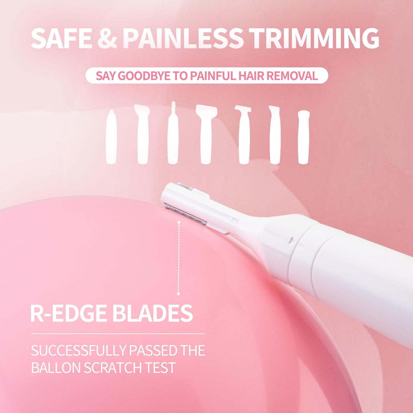 7-in-1 Electric Razor for Women - Painless Facial Hair Removal & Bikini Trimmer, Nose Eyebrow Pubic Hair Shaver with Replaceable Razors, Waterproof Women's Grooming Kit & Electric Shaver