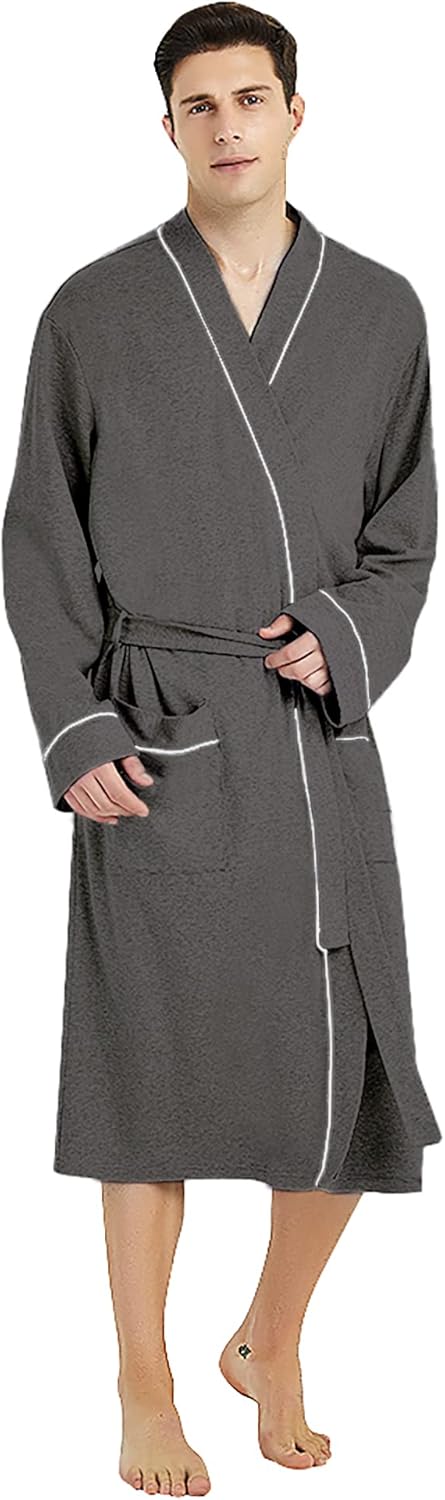 U2SKIIN Mens 100% Cotton Robe Lightweight Knit Bathrobe