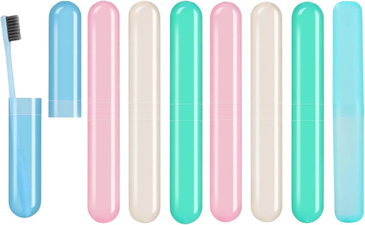 AIAG 8 Pack Toothbrush Cases Travel Toothbrush Holder Portable Toothbrush Container Case Plastic Toothbrush Carrier Cover Case for Traveling, Bathroom, School, Home, Camping