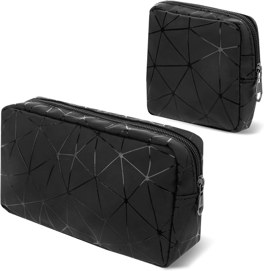 Period Bags for Teen Girls, Tampon Holder for Purse, Waterproof Portable Leather Period Pouch, Sanitary Napkin Storage Bag, Black Makeup Bag Set, Pad Pouches for Period for Girls