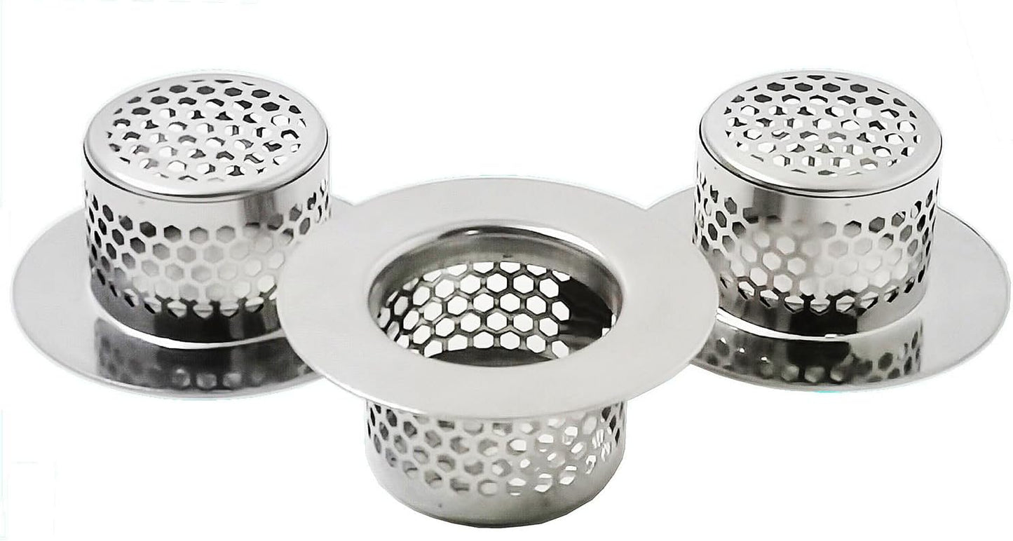 Bathtub Drain Cover, Bathtub Strainer, Drain Hair Catcher for Bathtub Laundry Utility Sink, Fit Hole Size 1.5" and Depth More Than 1" (3-Pack)
