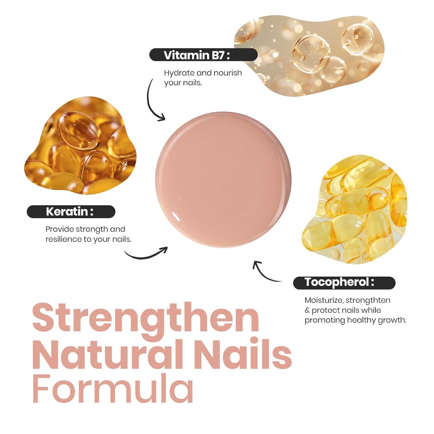 Beetles Nail Polish - Jelly Nail Polish Nude Nail Concealer Fast Dry Quick Natural Brown Nail Strengthener and Growth Treatment for Thin and Damaged Nails,0.51 FL OZ