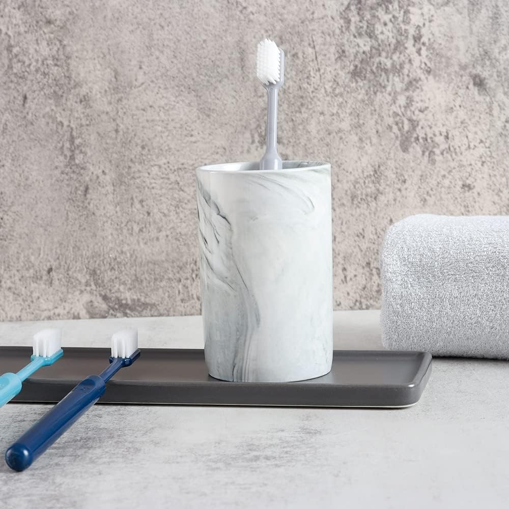 Ceramic Toothbrush Holder, Bathroom Cup, Drinking Mug, Coffee Cups, Marble Pattern Pen Holders, 300ml/Pcs (Grey)