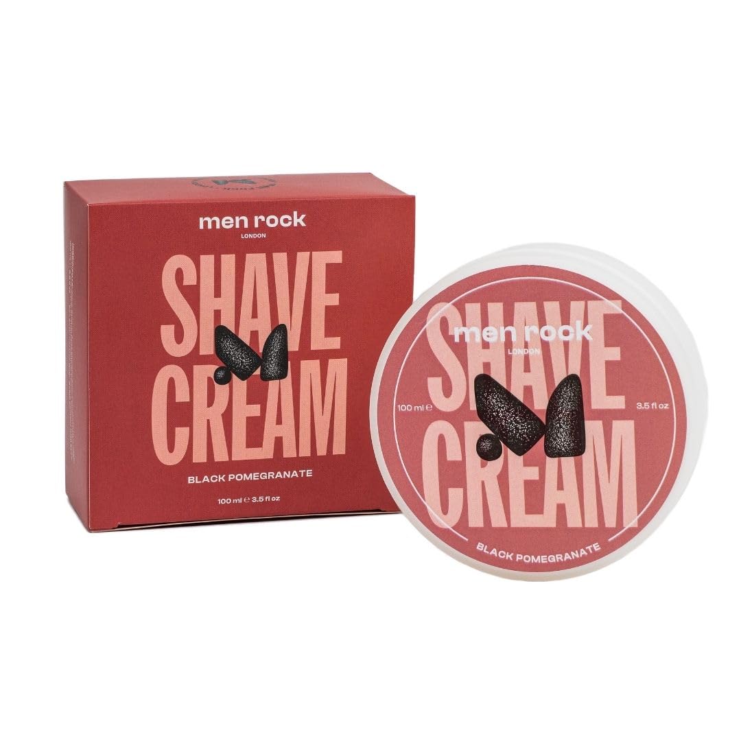 Men Rock Shave Cream - Black Pomegranate - Mens Shaving Cream - Moisturizing Shaving Foam for Men - Non-Drying Formula - Cruelty-Free - 3.5 oz