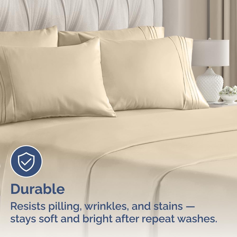 King Pillow Cases Set of 8 - Ultra Soft Hotel Quality Pillowcase Covers - Comfy & Wrinkle Free - Shrink, Stain and Fade Resistant - Easy-Care, Machine Washable Pillow Protectors - 8 Piece Set - Cream