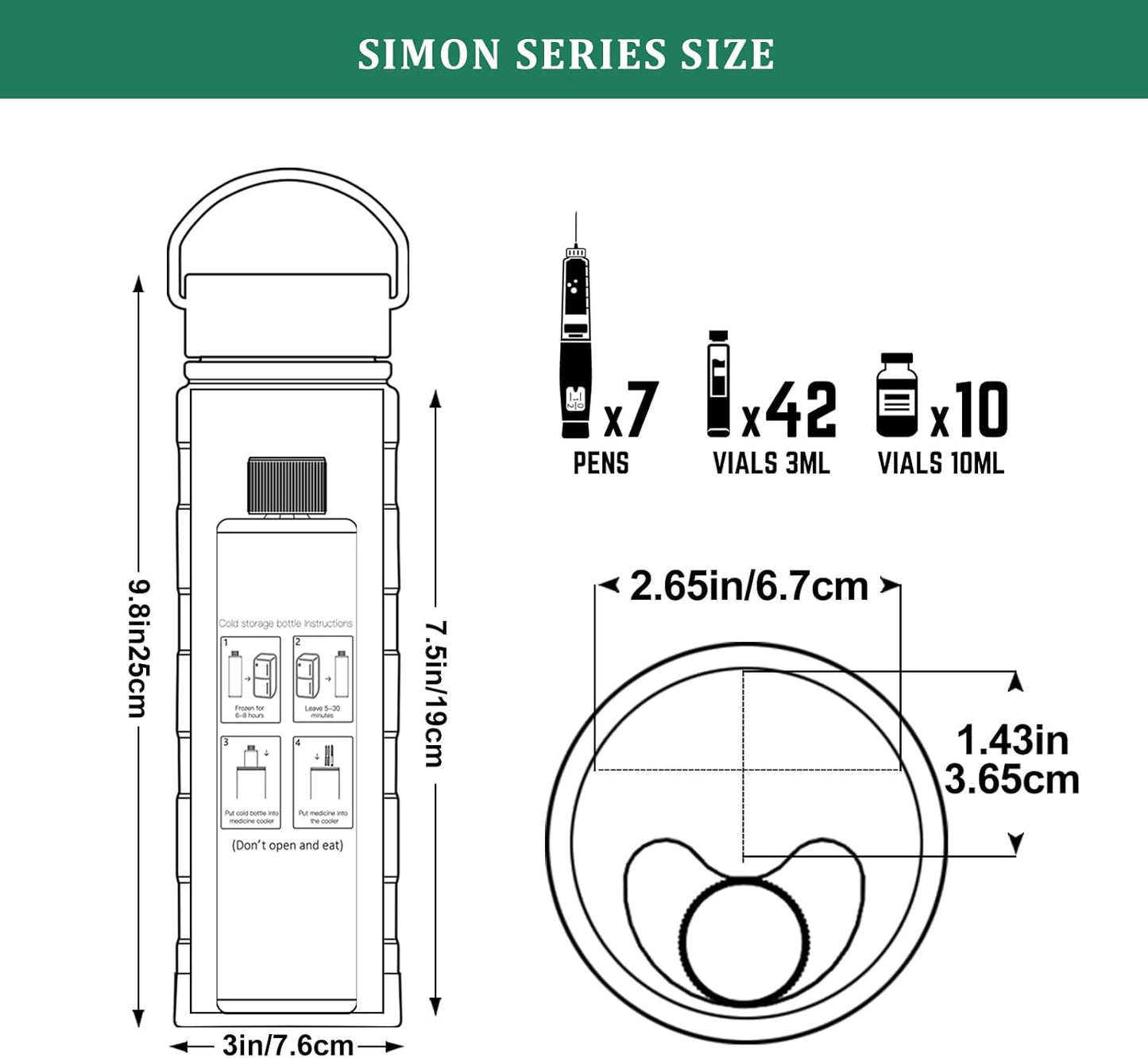 Simon 74H 5-7 Insulin Pens Cooler Travel Case Medication Cooler for Travel Medical Cooler Epipen Carry Case TSA Approved Medicine Diabetic Travel Cooler Ice Pack with QR Medical Tag