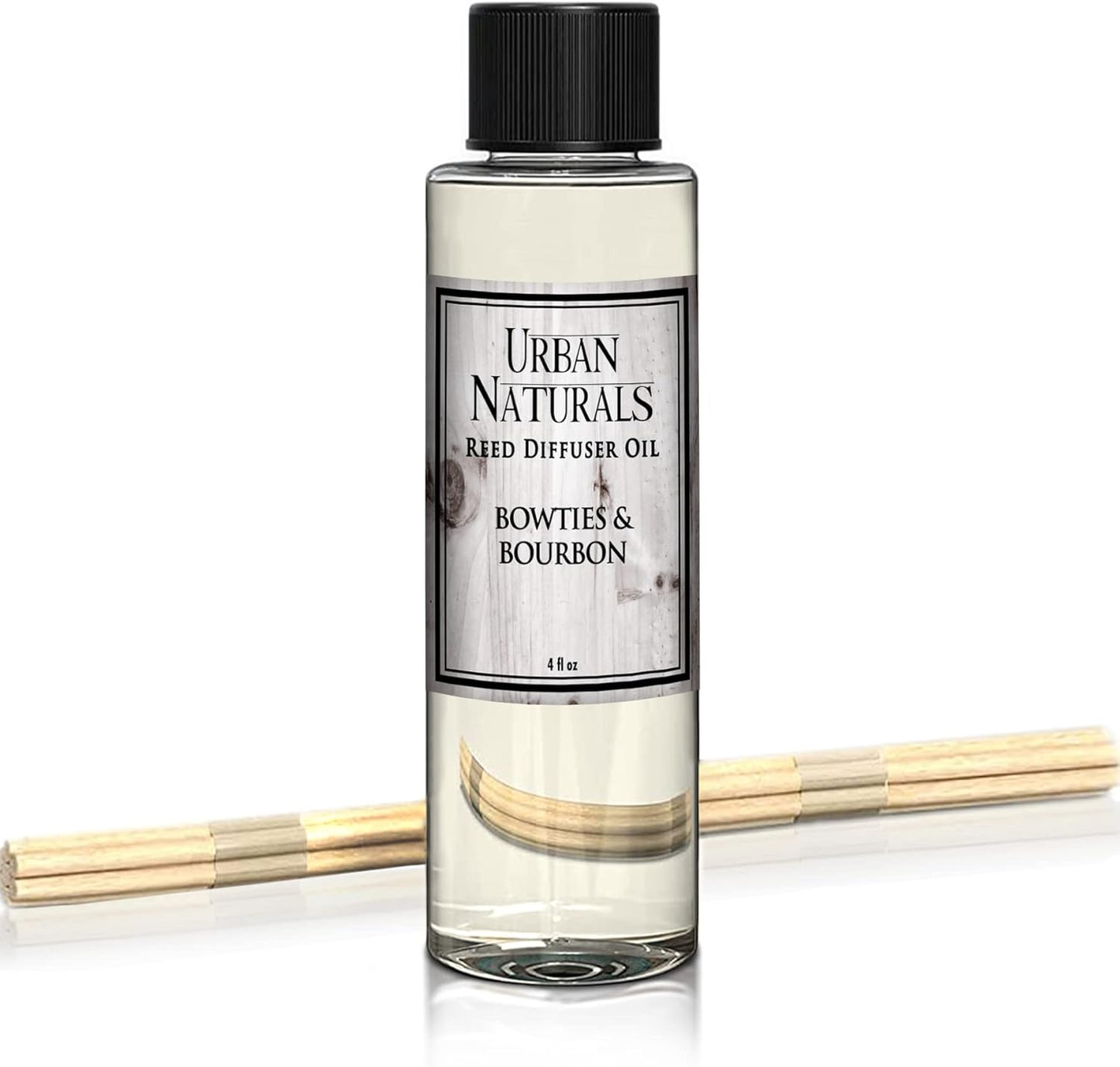Urban Naturals Bowties & Bourbon Scented Oil Reed Diffuser Refill with Free Set of Reed Sticks. A Unisex Scent Blended with Dark Oak, Bergamot and Bourbon for a Fresh, Clean Smelling Home, 4 oz