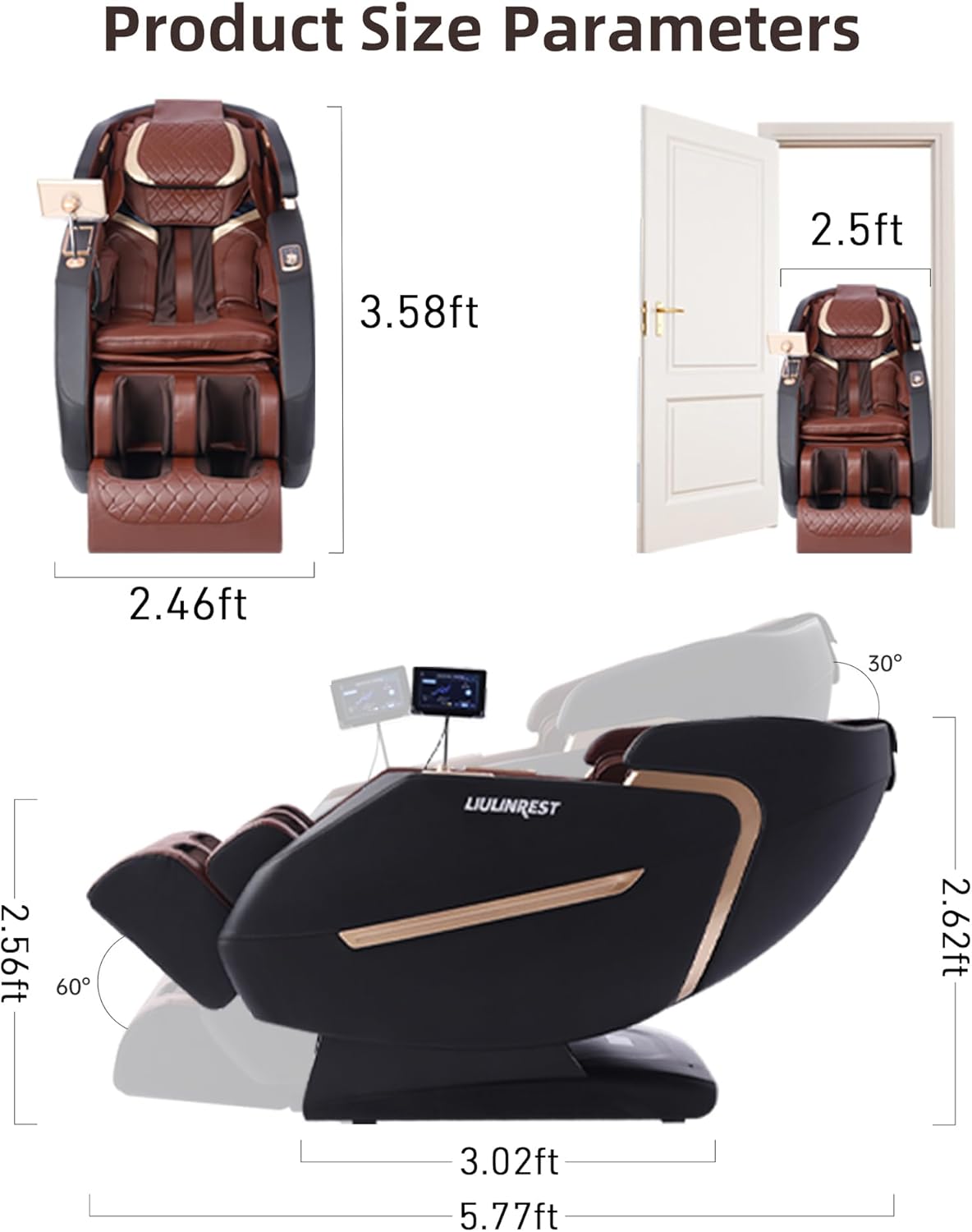 2025 4D Massage Chair Full Body, Zero Gravity Massage Chair with SL-Track & Heating, Massage Shiatsu Recliner Chair with Smart Voice Control, Touchable Screen, Airbags, Foot Rollers (Brown)