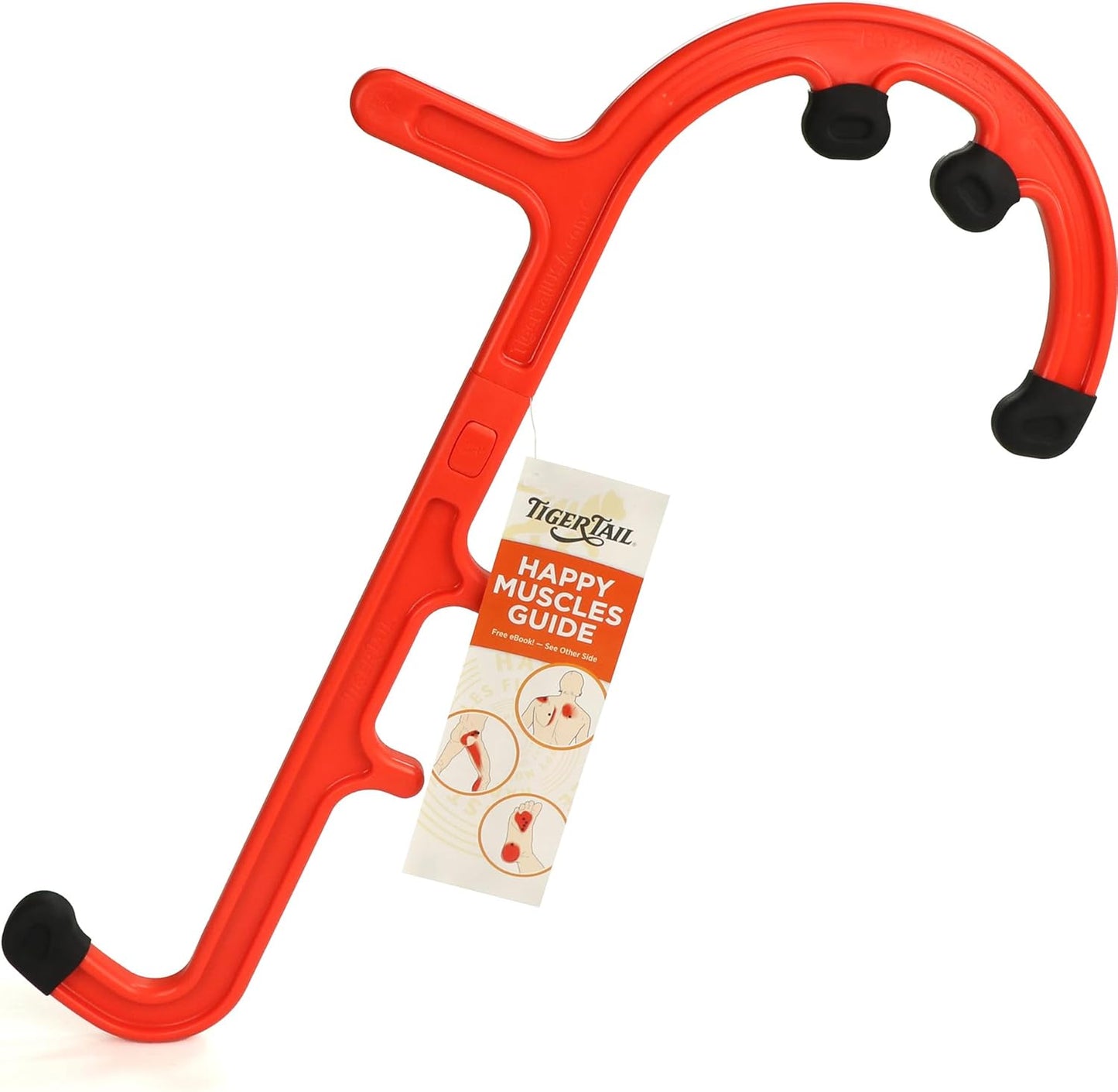 Tiger Tail Tiger Cane Back & Neck Massager – Trigger Point Deep Tissue Acupressure Hook with 7 Gription Knobs, Portable 2-Piece Self Massage Tool for Muscle Knot & Shoulder Pain Relief, Orange