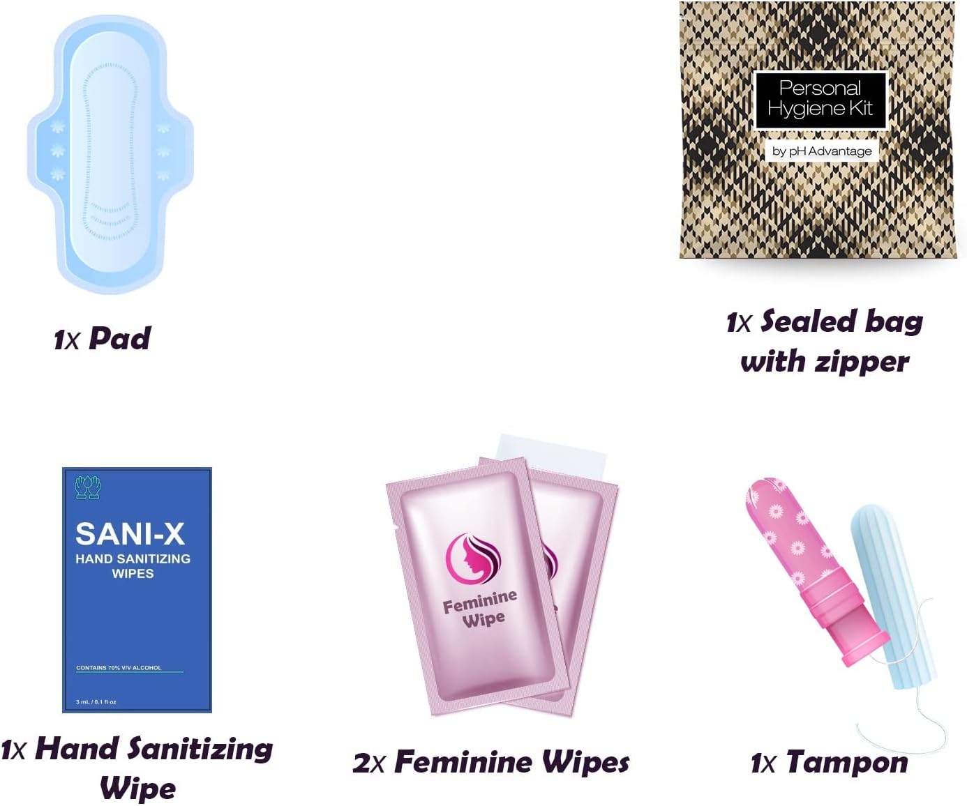 Light Leather Style Menstrual Kit All-in-One 10 Pack | Convenience on The Go | Period Kit Pack for Travelling, Tweens & Teenagers or just When You’re Out | Individually Wrapped Feminine Hygiene