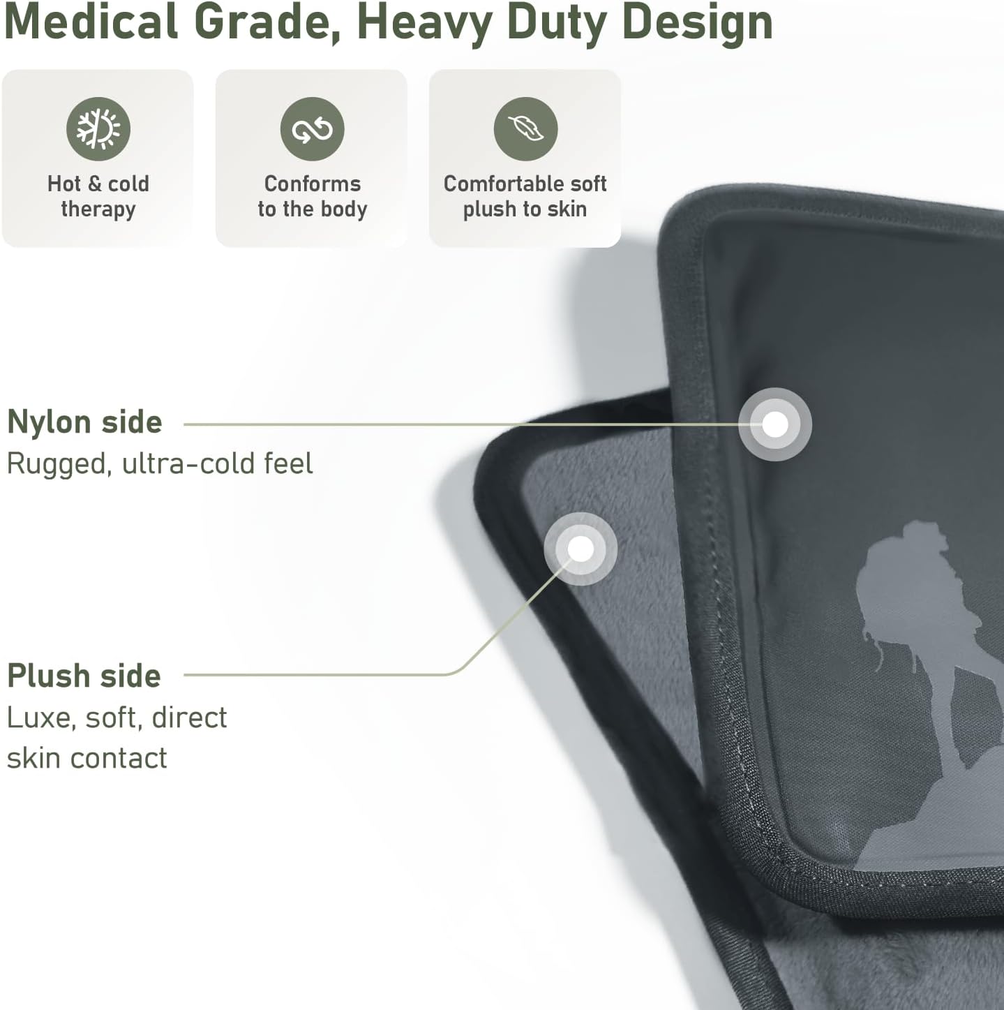 Medium Flexible Gel Ice Packs Reusable - Hot and Cold Soft Ice Packs for Injuries Reusable for Ankle, Arm, Foot, Leg, Back Pain Relief - 8" x 12" - Grey