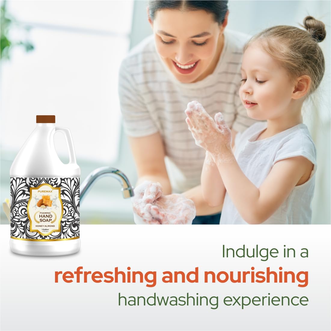 Foaming Hand Soap Refills | Honey Almond | Essential Oils | Gentle, Moisturizing Foam | Made in USA | 128 Fl Oz (1 Gallon)
