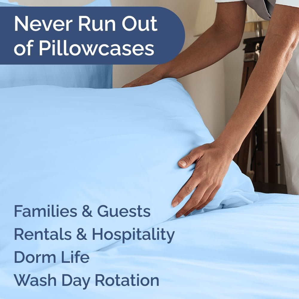 Queen Pillow Cases Set of 6 - Ultra Soft Hotel Quality Pillowcase Covers - Comfy, Cozy & Wrinkle Free - Shrink, Stain & Fade Resistant - Machine Washable Pillow Protectors - 6 Piece Set - Light Blue