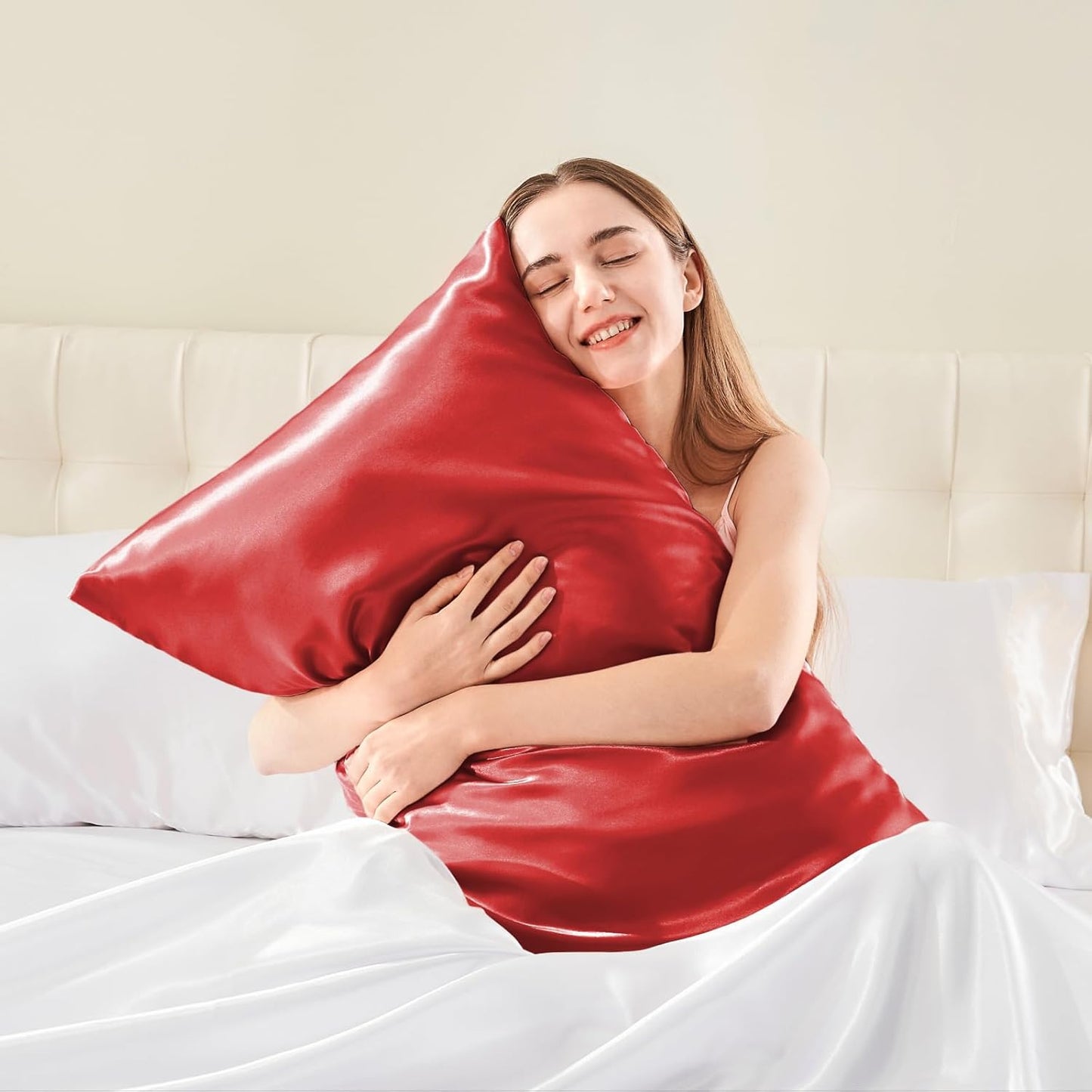 BEDELITE Satin Body Pillow Cover, Super Soft and Cooling Body Pillow Pillowcase for Hair and Skin, Breathable Silky Full Long Pillowcase Cover(20"x54", Baked Apple)