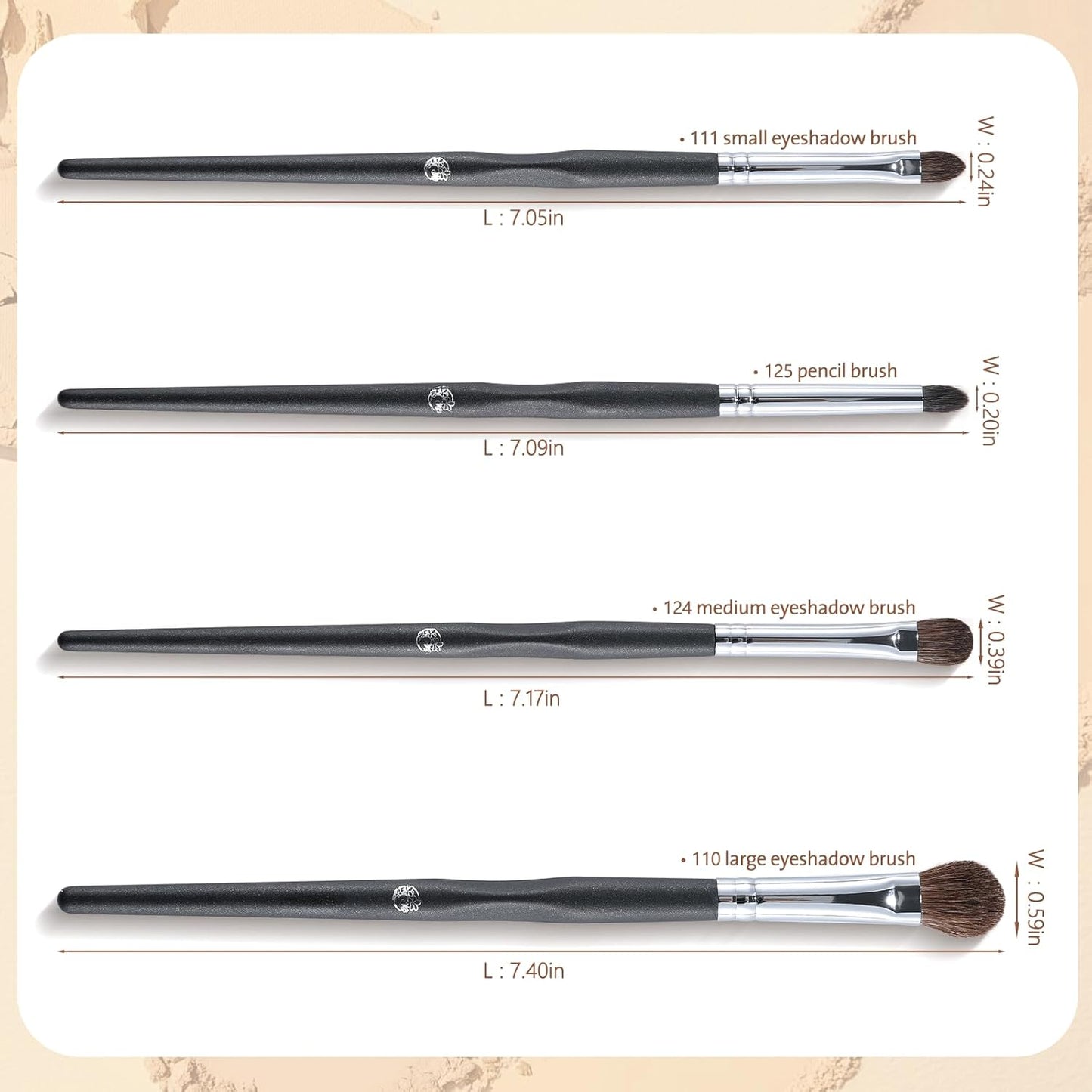 ENERGY Eye Makeup Brush Set 4PCS Professional Eyeshadow Blending Brushes Kit for Eyes Liquid Cream Powder Makeup Up Soft Fluffy Natural Goat Hair for Shader,Smudge,Crease Applicator with Travel Cover