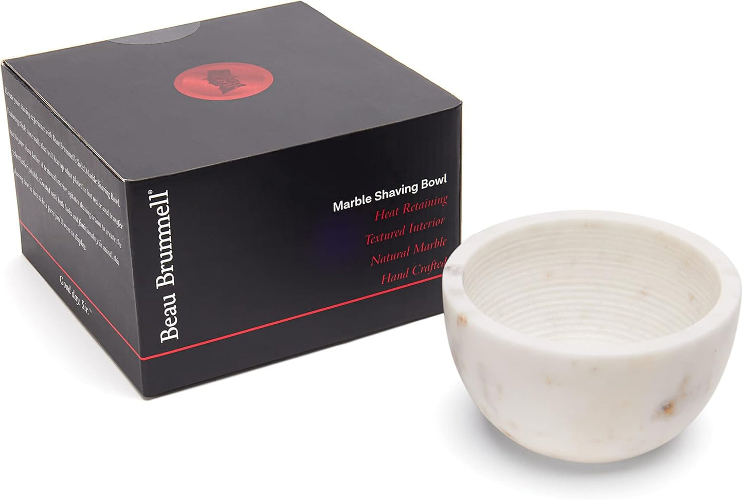 Beau Brummell The Original Marble Shaving Soap Bowl Handmade from 100% Natural Marble with Interior Grooves for Maximum Lather | Heat Retaining Stone Provides a Luxurious Hot Shave Experience