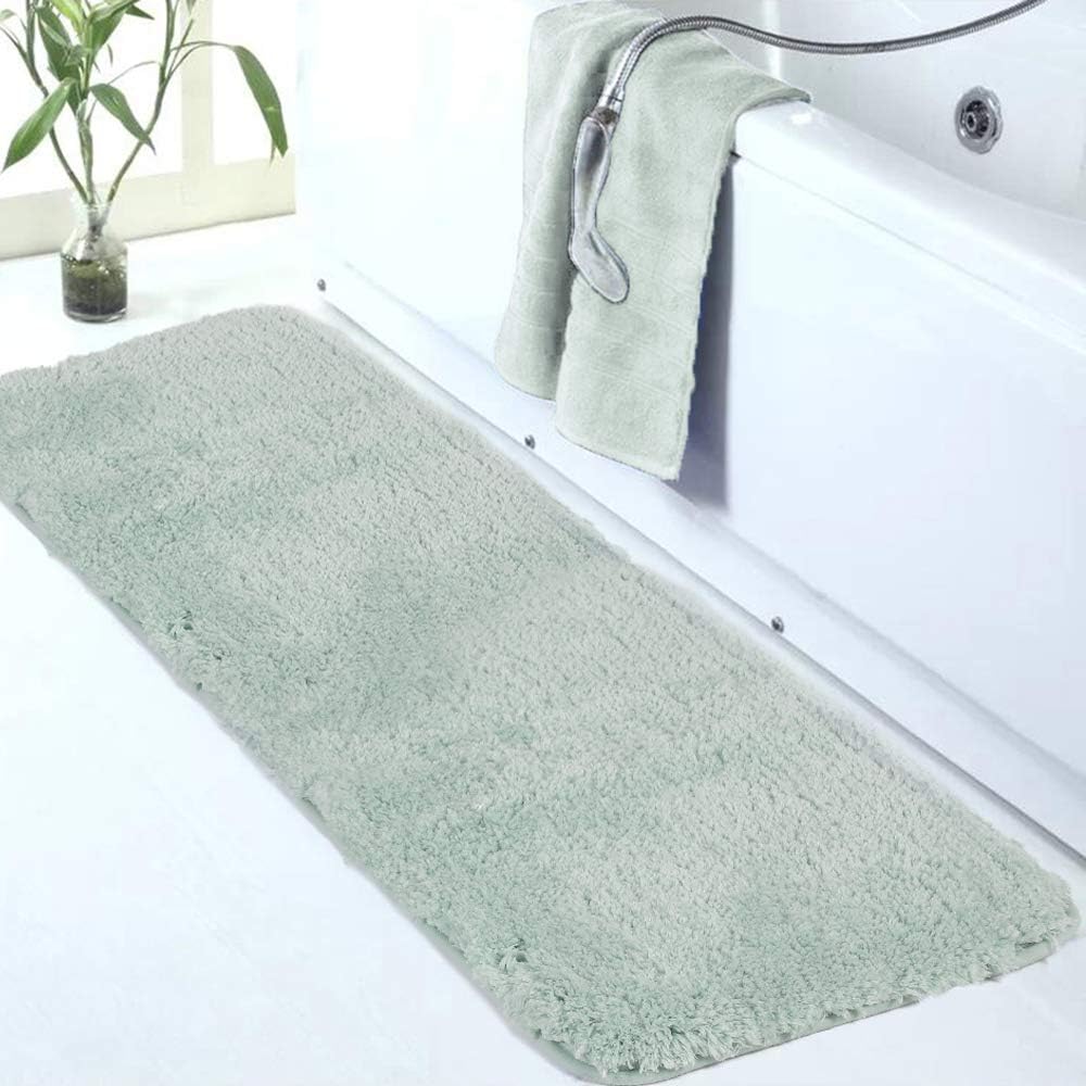 Walensee Large Bathroom Rug (24 x 72, Pale Green) Extra Soft and Absorbent Shaggy Bath Rug Machine Washable Microfiber Bath Mat Non Slip Bath Mat, Luxury Bathroom Floor Mats