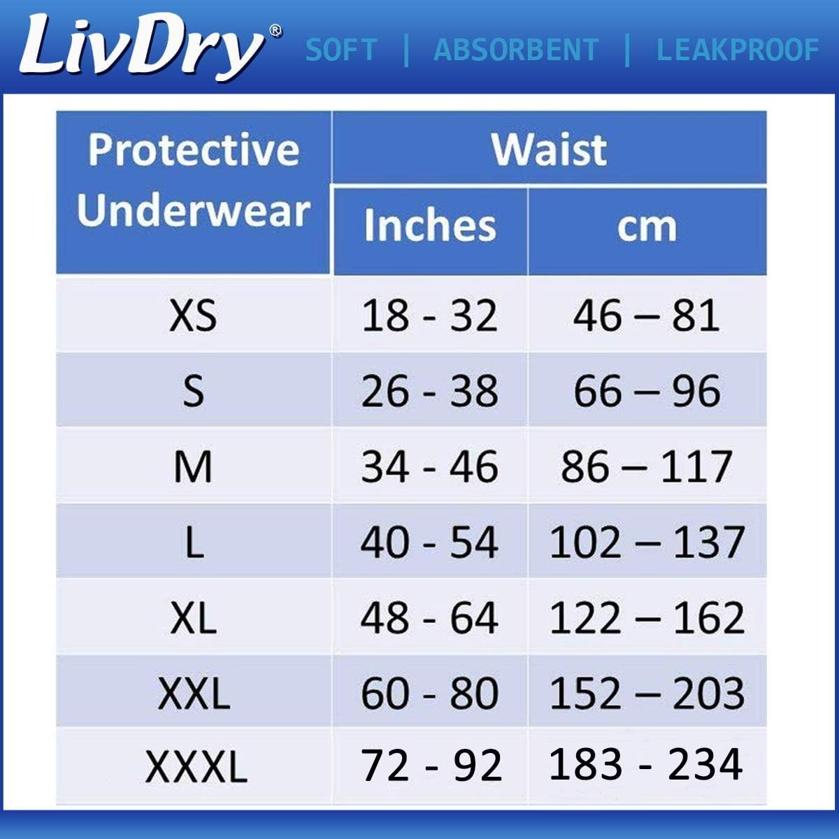 LivDry XXL Overnight Adult Diapers for Women and Men, Incontinence Underwear, XX-Large, 48-Pack
