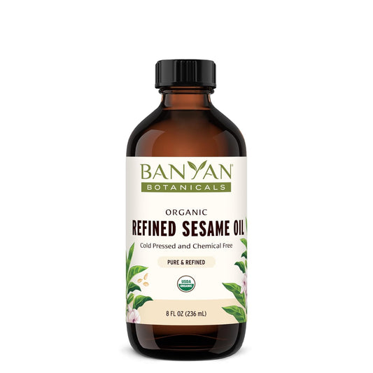 Banyan Botanicals Refined Sesame Oil – Organic Sesame Oil for Skin, Body, Hair & More – Multiple Sizes – 8 oz – Non GMO Sustainably Sourced Vegan