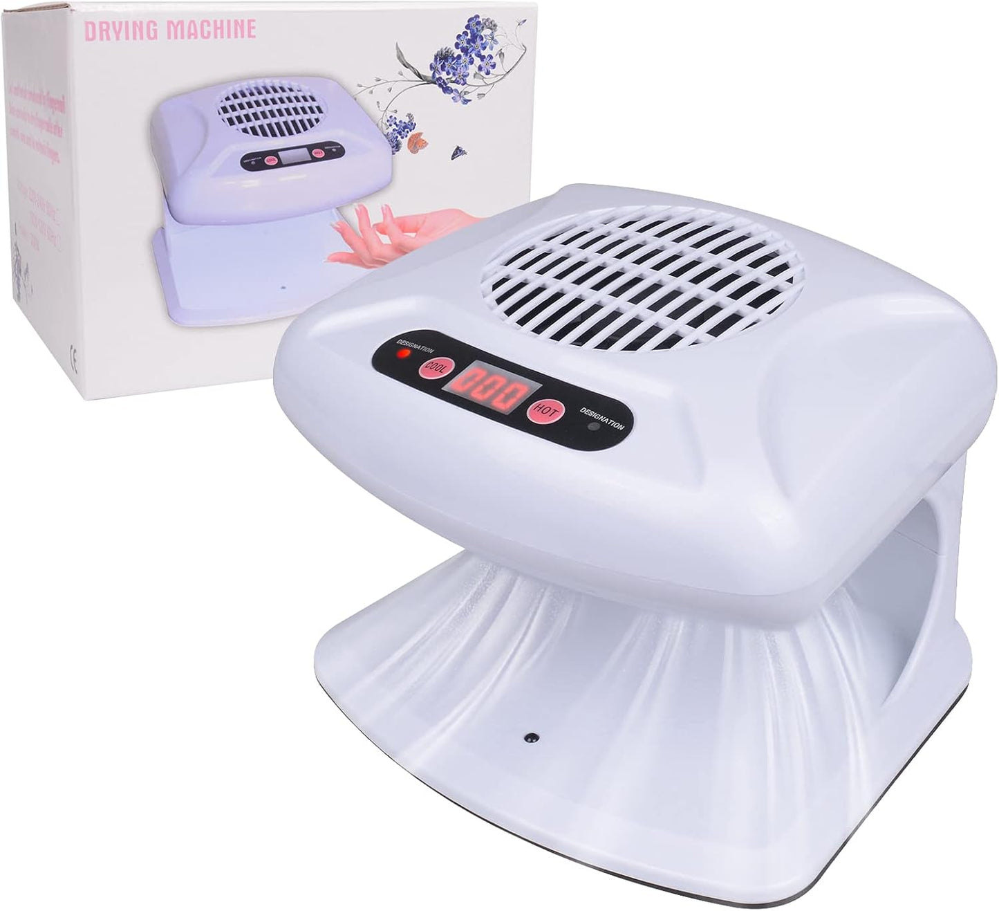 Gegong Air Nail Dryer with Automatic Sensor, 300W Timing Fan Blow for Both Hands and Feet, Warm & Cool Wind Blower Regular Polish, Home Salon Use No Harmful (Light Blue)