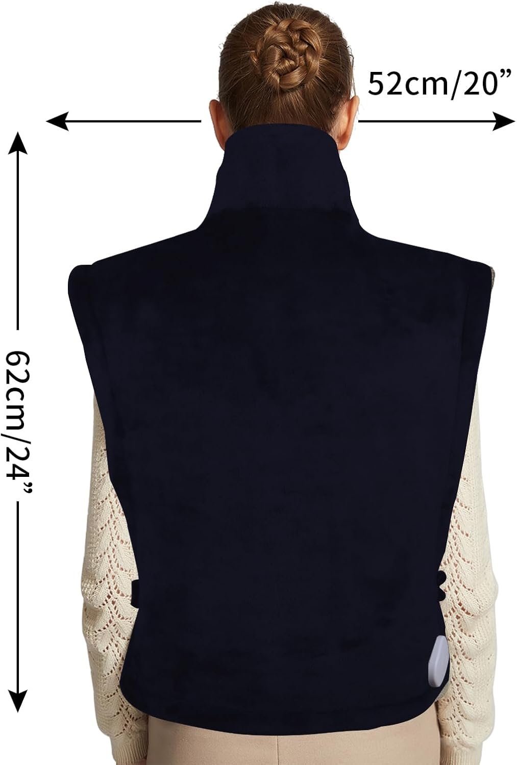 Ambershine 26"x35" XXXL King Size Neck& Shoulder& Back Heating Pad with 12 Temperature Settings& 4 Auto-Off Countdown Timers, Pain Relief for Back/Neck/Shoulder, Christmas Gift for mom dad(Navy Blue)