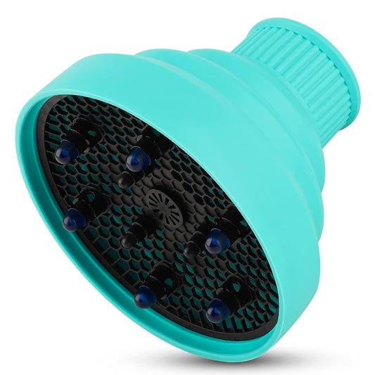 Collapsible Blow Dryer Diffuser, Segbeauty Travel Portable Hair Diffuser for Natural Curly Hair, Professional Lightweight Folding Diffuser Attachment for Dryers Nozzle 1.54 to 1.69 inches Ice Blue