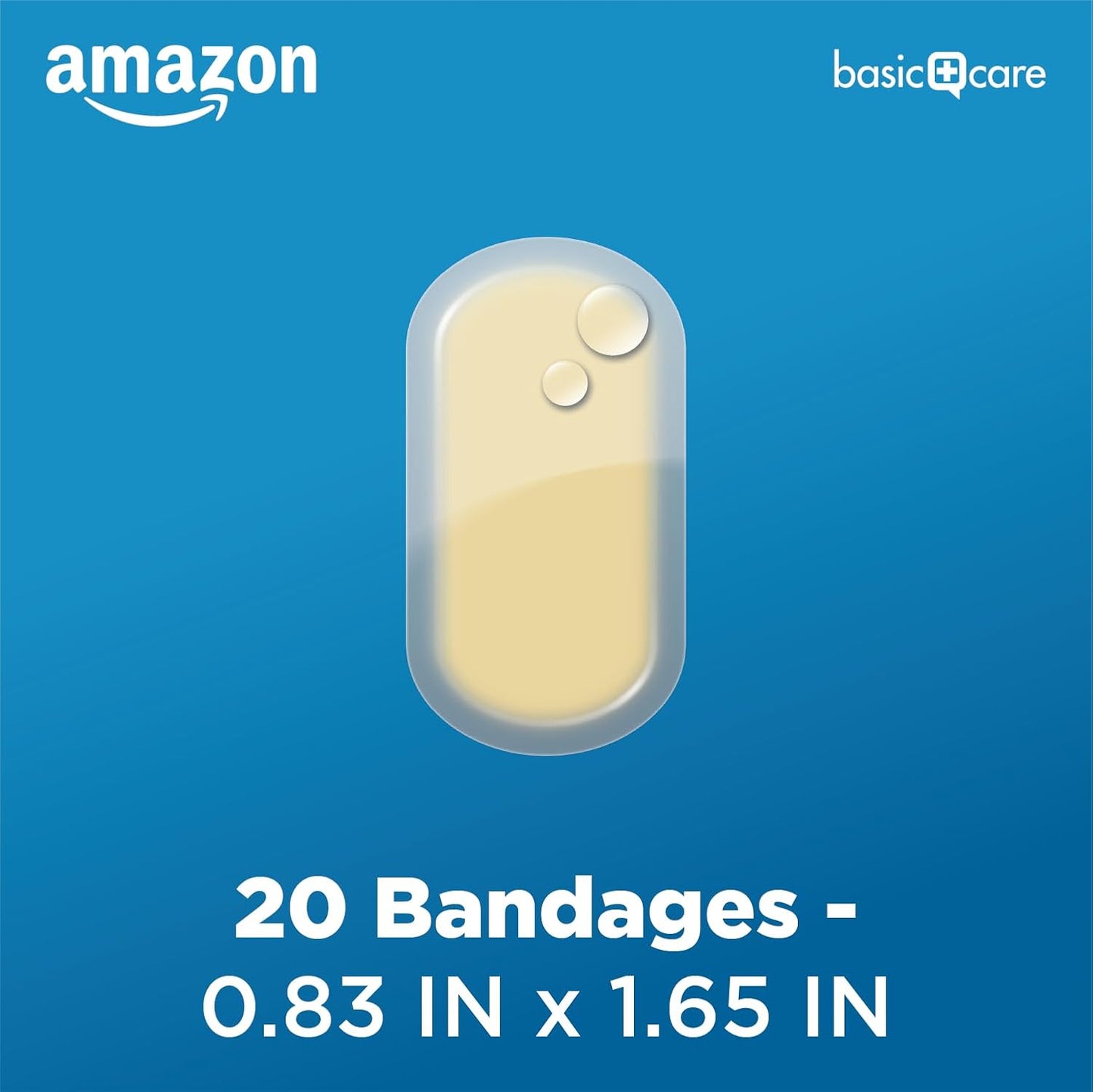 Amazon Basic Care Advanced Fast Healing Hydrocolloid Gel Bandages, Regular 20