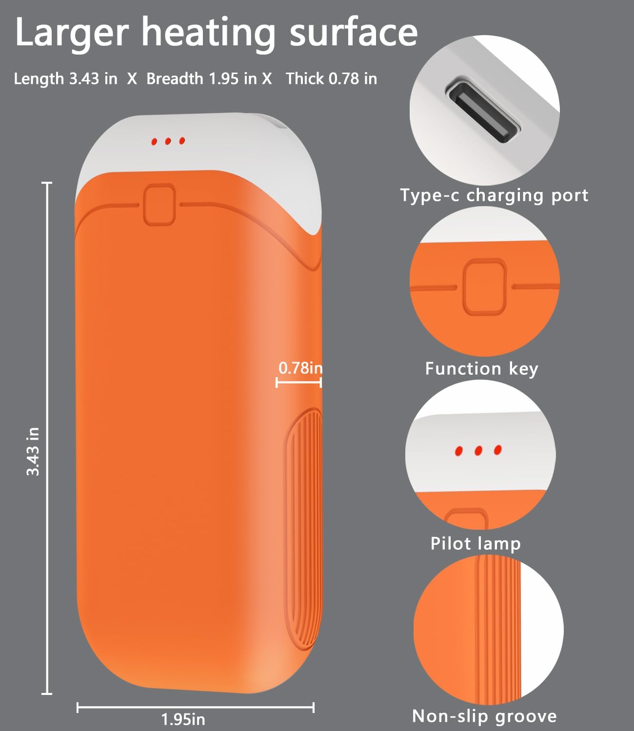 Hand Warmers Rechargeable [Double-Sided Heating] [Equipped with Heat-conducting Silicone][Shockproof] Suitable Skiing for Golf Hunting Hiking Outdoor Camping