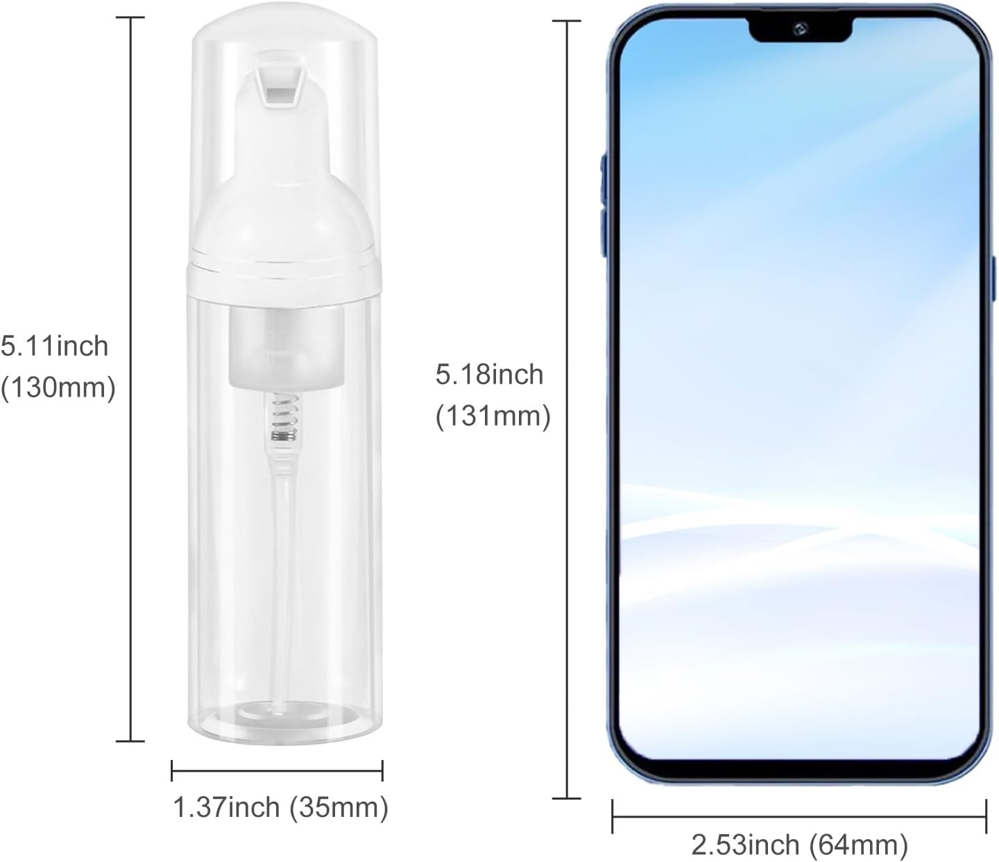 3pcs (Clear+Green+Pink) 2oz Plastic Travel Foam Pump Bottle - Portable Foaming Empty Bottle Dispenser for Hand Soap, Shampoo, Lash Cleanser - Well Suited for Travelers Daily Use (60ml)