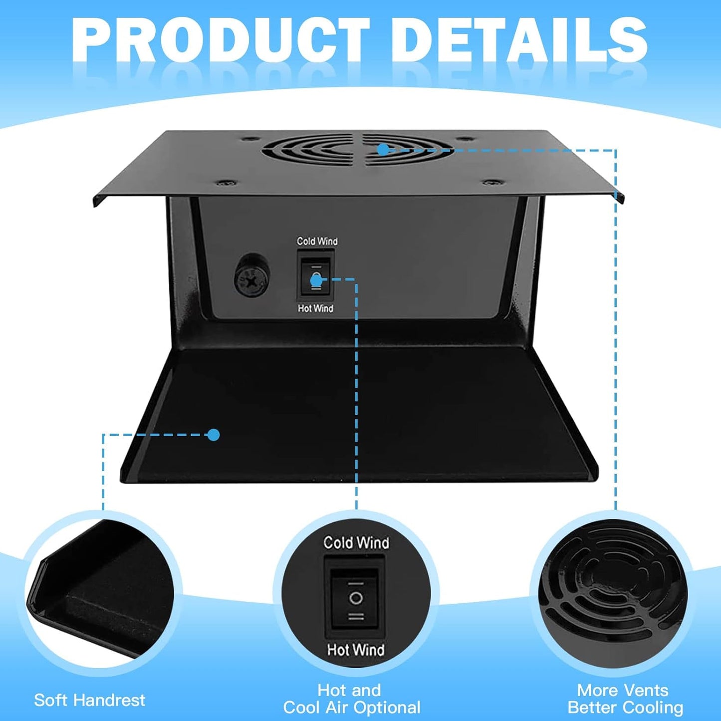 Nail Dryer Fan for Regular Polish 110V 300W Professional Nail Drying Fan with Hot and Cool Air for Hands and Feet Salon Air Nail Dryer Blower Fan for Manicure Salon and Home Use