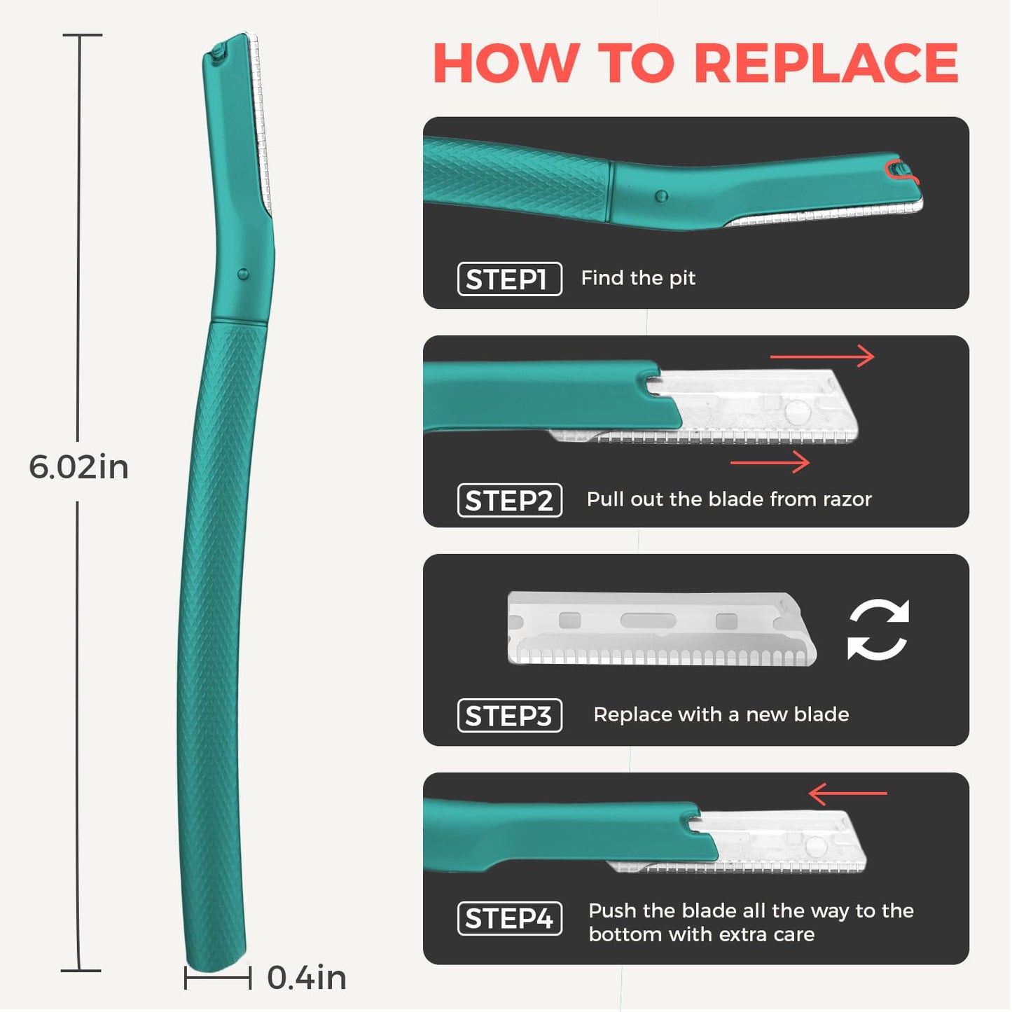 ZOMCHI Eyebrow Razor, Face Razors for Women&Men, Eyebrow Trimmer Shaper with Precision Cover, Facial Shaver with 6 Blades (Green)