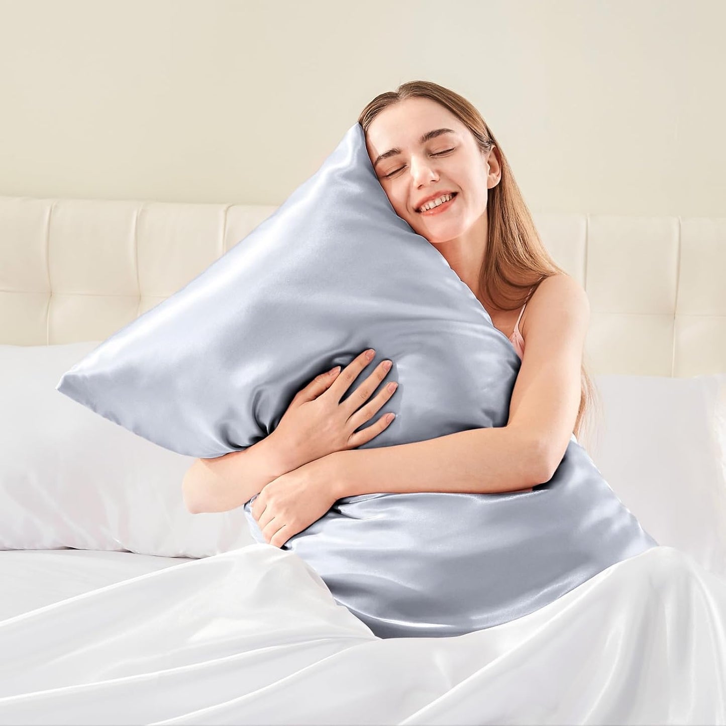 BEDELITE Satin Body Pillow Cover, Super Soft and Cooling Body Pillow Pillowcase for Hair and Skin, Breathable Silky Full Long Pillowcase Cover(20"x54", Evening Haze)