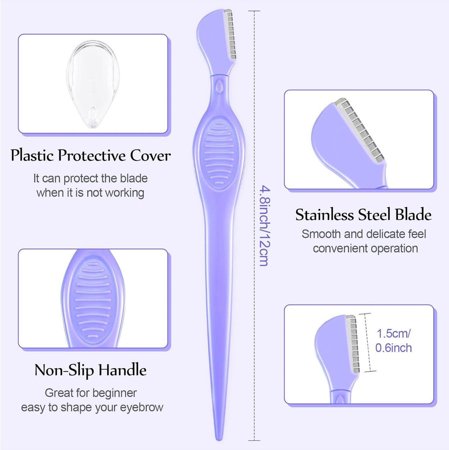 Mudder 21 Pcs Eyebrow Razor Eyebrow Shaver Facial Razor Multipurpose Face Trimmers with Precision Cover for Women Makeup Care Tools(Purple)