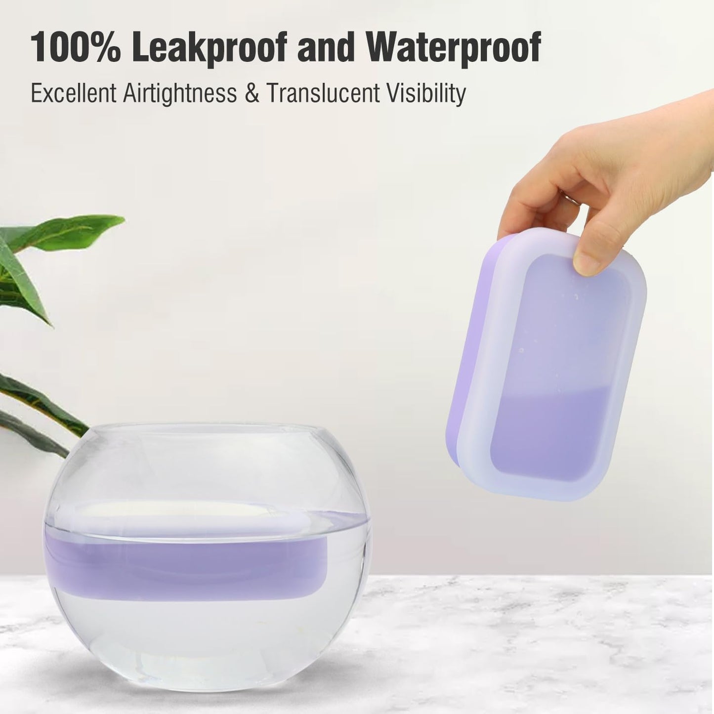 Enhanced Leak Proof Travel Soap Case, AIMAIAIMAI Silicone Soap Container with Draining Layer, Portable Bar Soap Holder for Bathroom, Camping, Gym, Easy to Clean (Translucent & Light-Purple)