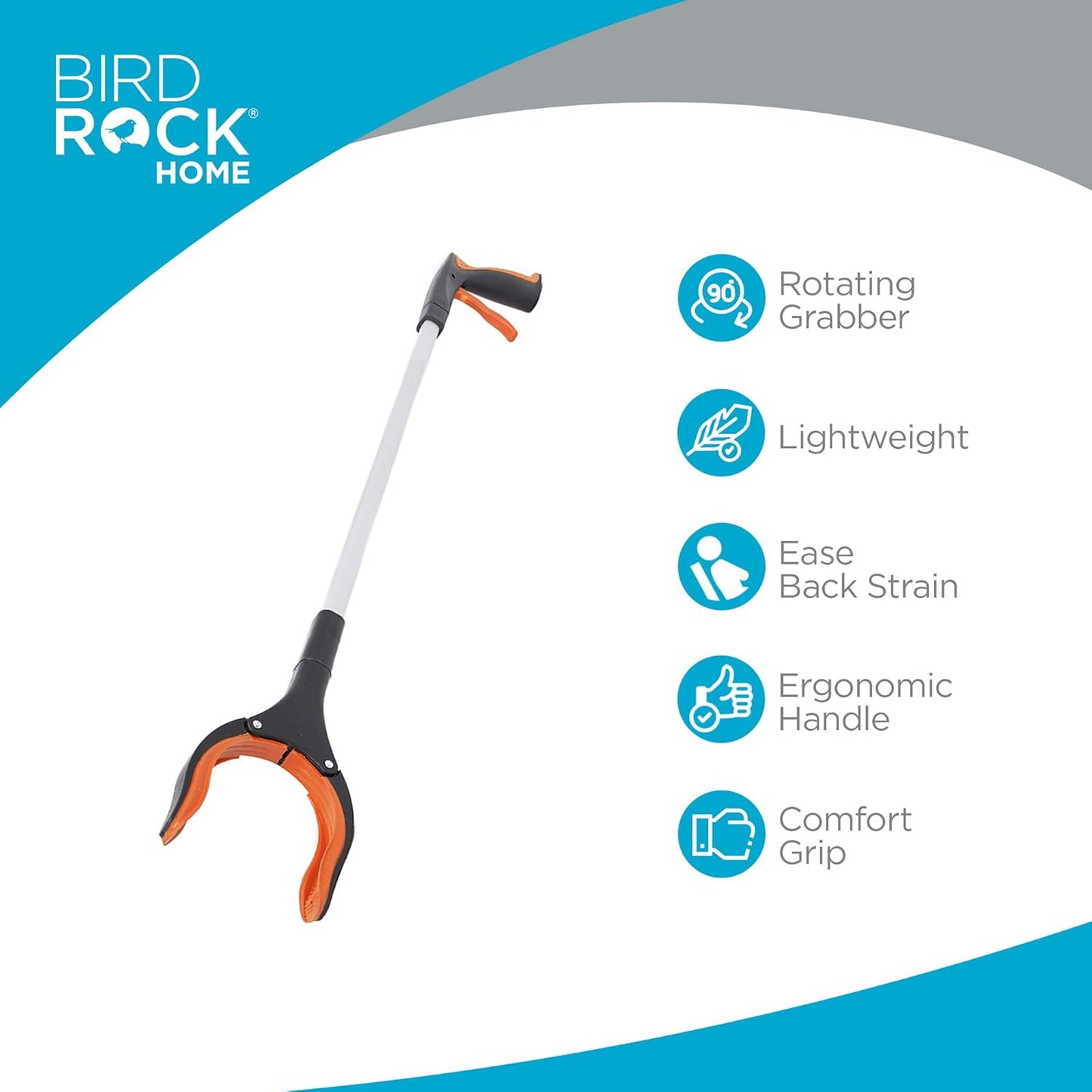 BIRDROCK HOME Grabber Reacher Tool with Long Handle - 32 Inch Tool for Picking Up Dropped Objects - Lightweight Aluminum Design for Reaching & Grabbing Things - Handicap Aid with Rubber Grip - 2 Pack