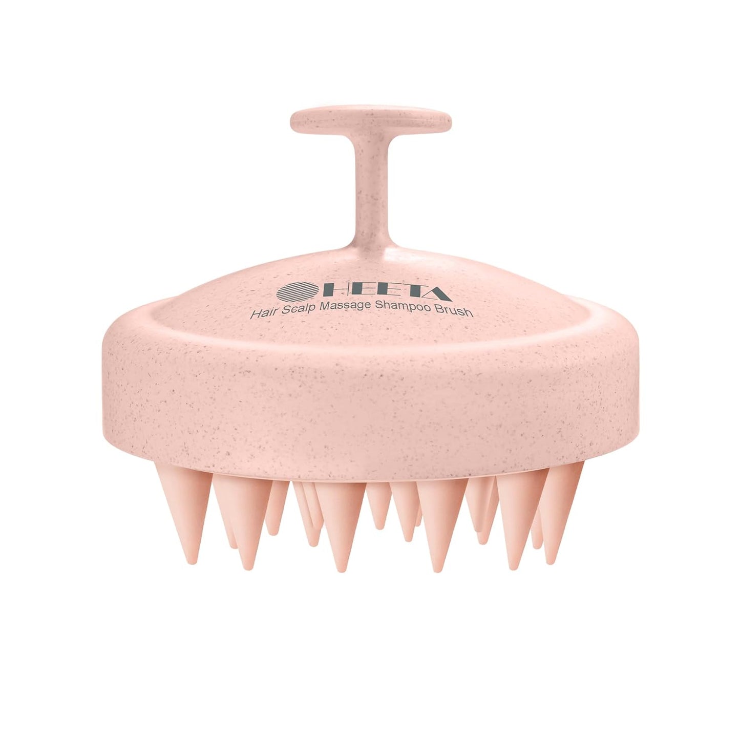 HEETA Scalp Massager Hair Growth, Silicone Scalp Scrubber Shampoo Brush for Exfoliation, Dandruff Removal & Head Massage Stress Relax, Wet & Dry Use for Thick, Thin Hair Care, Wheat Straw Light Pink