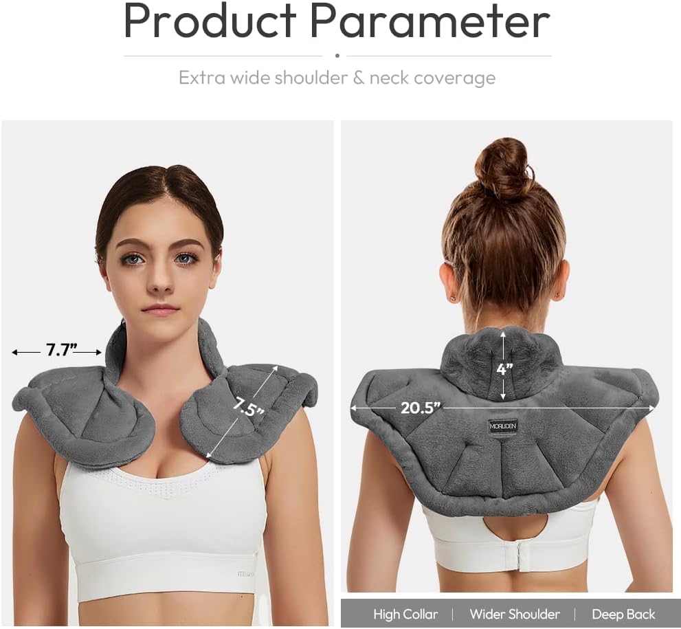 Microwavable Heated Neck Wrap Warmer and Shoulder Weighted Heating Pad Microwave for Hot and Cold Compress